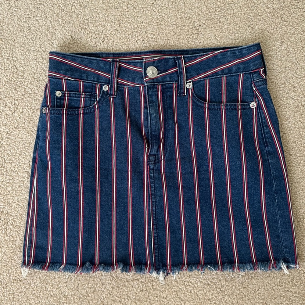 Red White and Blue American Eagle Denim Skirt